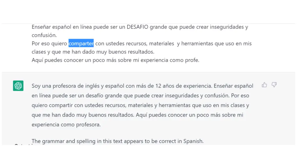 CHATGPT CHECK SPANISH GRAMMAR grammarly español online