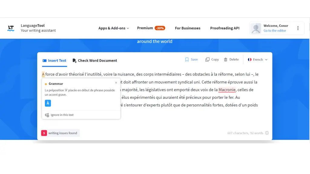 French Grammarly alternative
