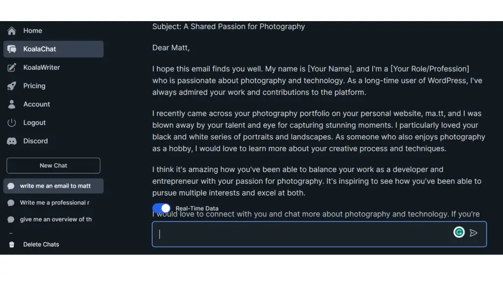 A.I email with koalachat